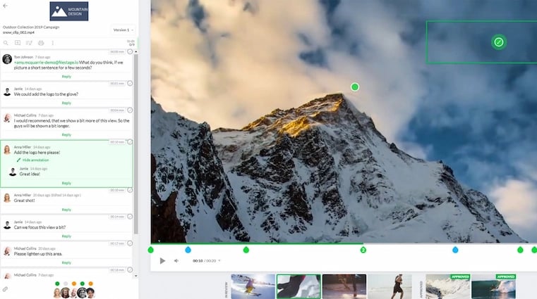 Filestage commenting and reviewing tool for creative work