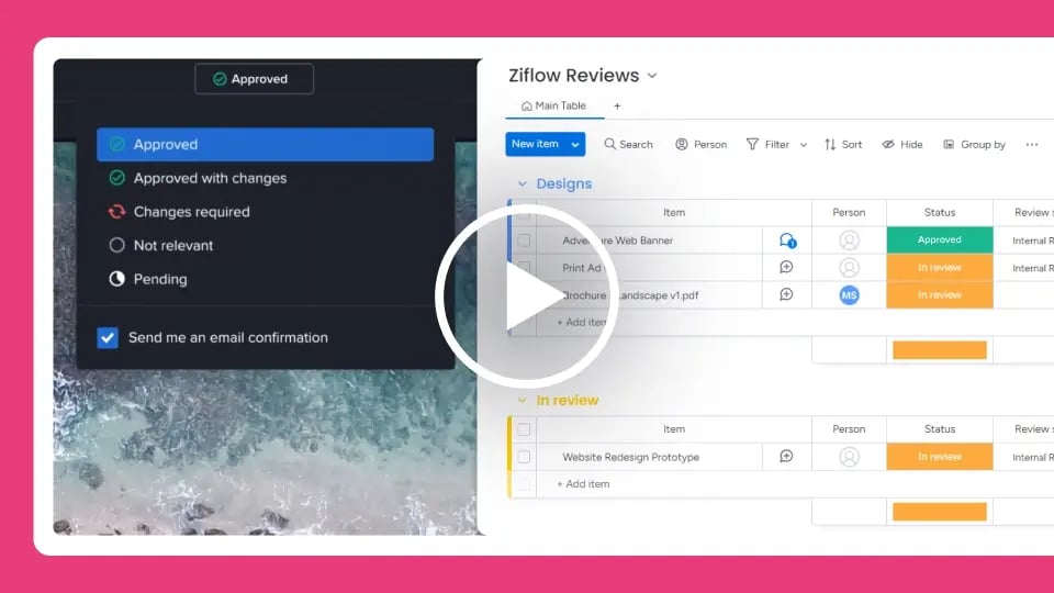 How activity in Ziflow updates an item in monday.com-1