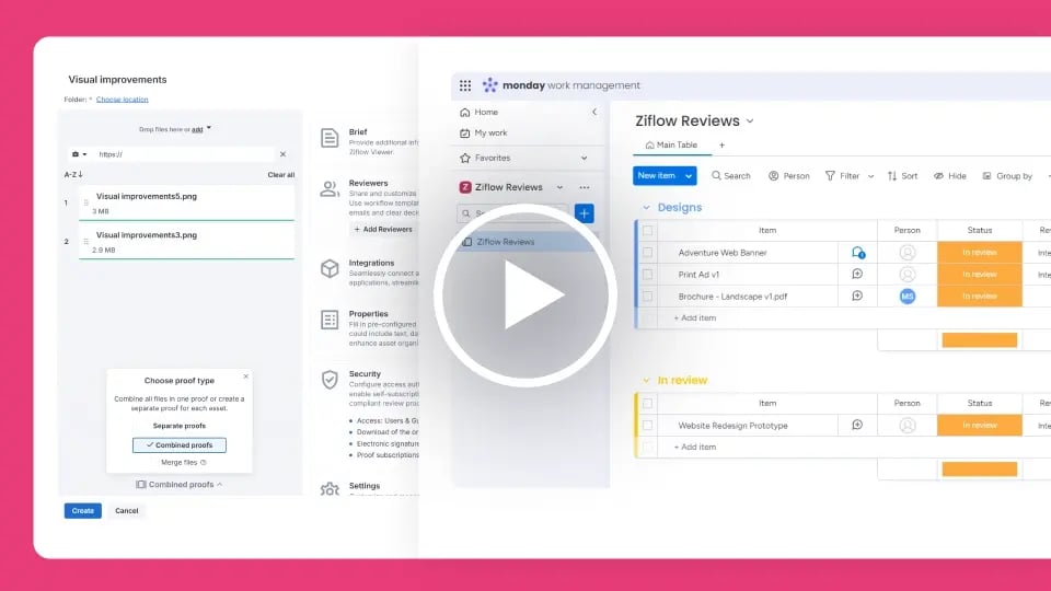 How to create a proof in Ziflow and connect it to monday.com