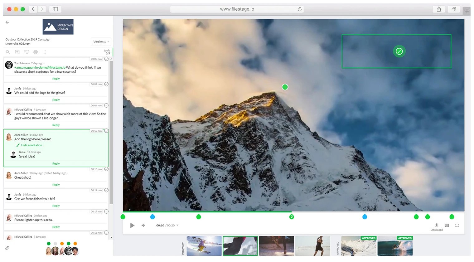 Filestage user interface application