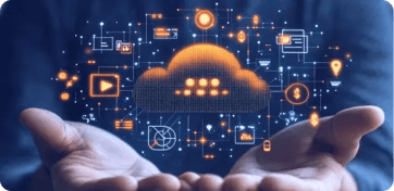 Cloud technology representation by abstract icons